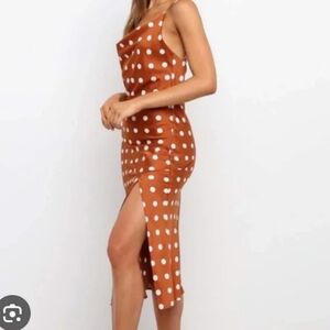 PAPER HEART Polka Dot Cowl Neck Slip Dress | SZ S